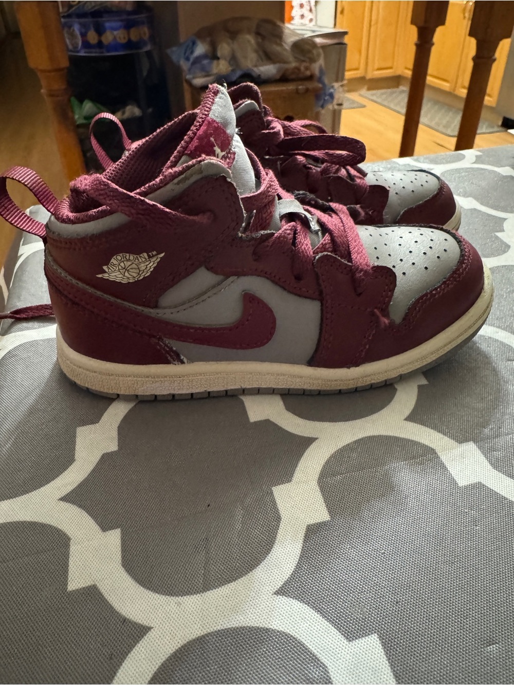 Nike Kids Maroon and Gray High-Top Sneakers